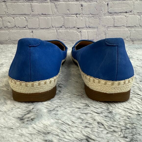 Dansko Lesley Blue Leather Espadrille Flats Size 39 US 8.5-9 Slip On Beach Cap - Picture 8 of 11